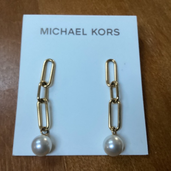 Michael Kors Pearl Links Earrings New With Tag - Picture 3 of 5